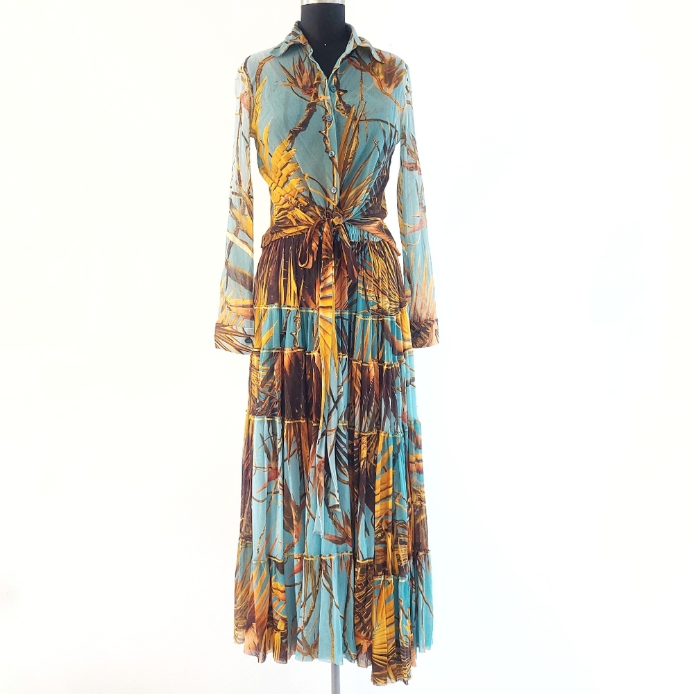 RARE Jean Paul Gaultier Soilel Palm Tree Mesh Tiered Skirt Set